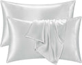 QJFabricCO Q&J Fabric Co. 2 Pack Satin Pillowcase Silk Like Pillow Cases 20x36 inch Silver Grey Cooling Pillow Cases with Envelope Closure…