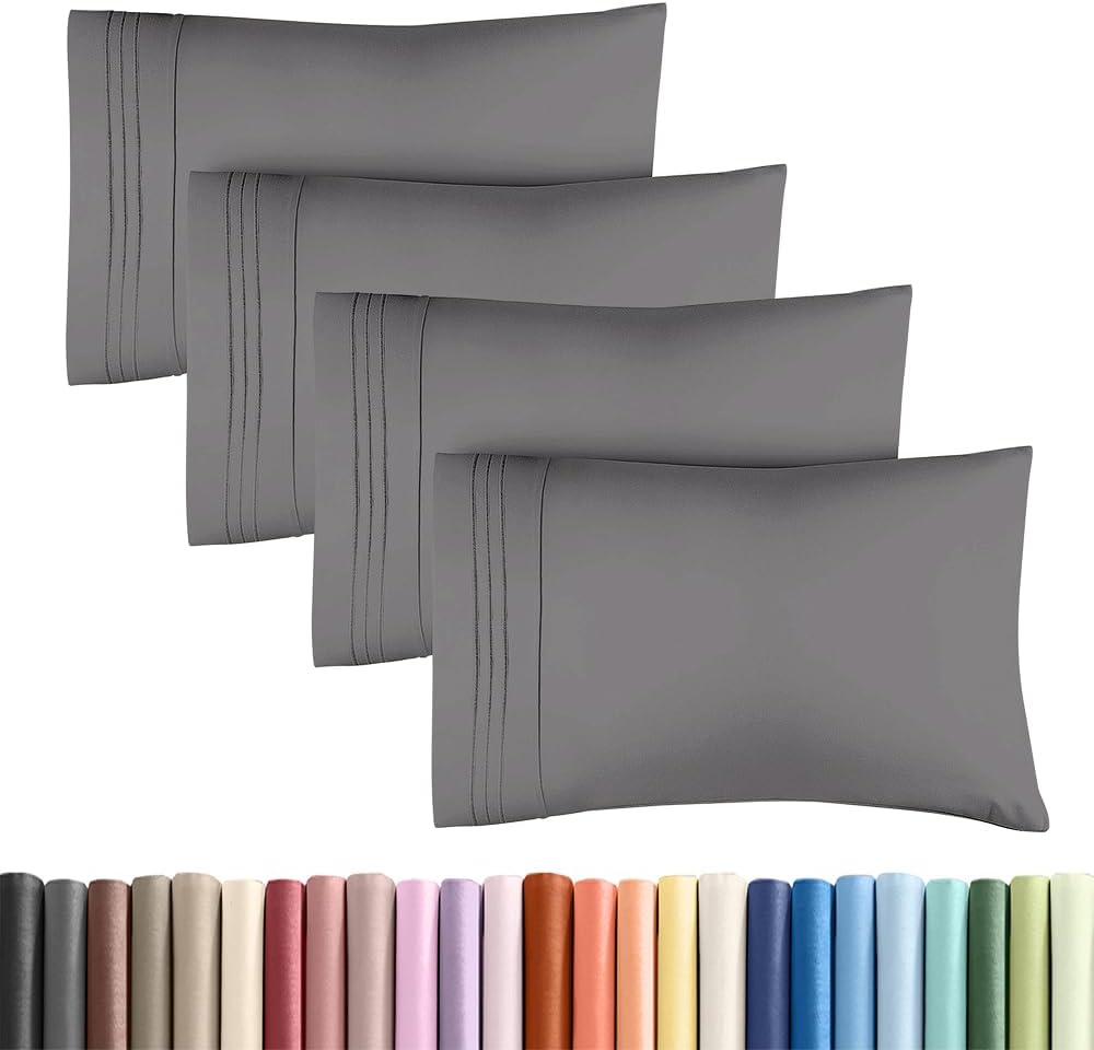 King Standard Pillow Cases Set of 4 - Soft Hotel Quality Pillowcase Covers - Comfy Bedding for Women, Men, Kids & Teens - Machine…