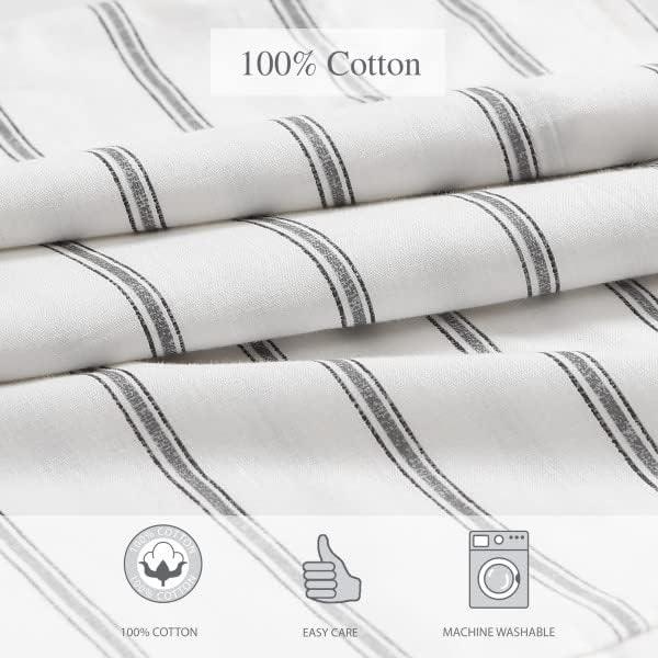 StoneCottage Stone Cottage - Twin Sheets, Cotton Percale Bedding Set, Crisp & Cool Ideal Bedding Set (Trenton Stripe Grey, Twin) Cotton Grey