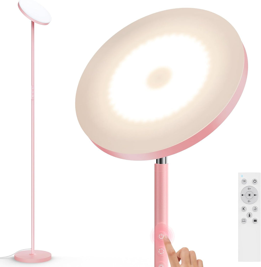 Pink Dimmable Floor Lamp, Bright 36W 3500LM Standing Lamp with Remote Touch Control, 2700K Soft White to 6500K Cool White Adjustable, LED…