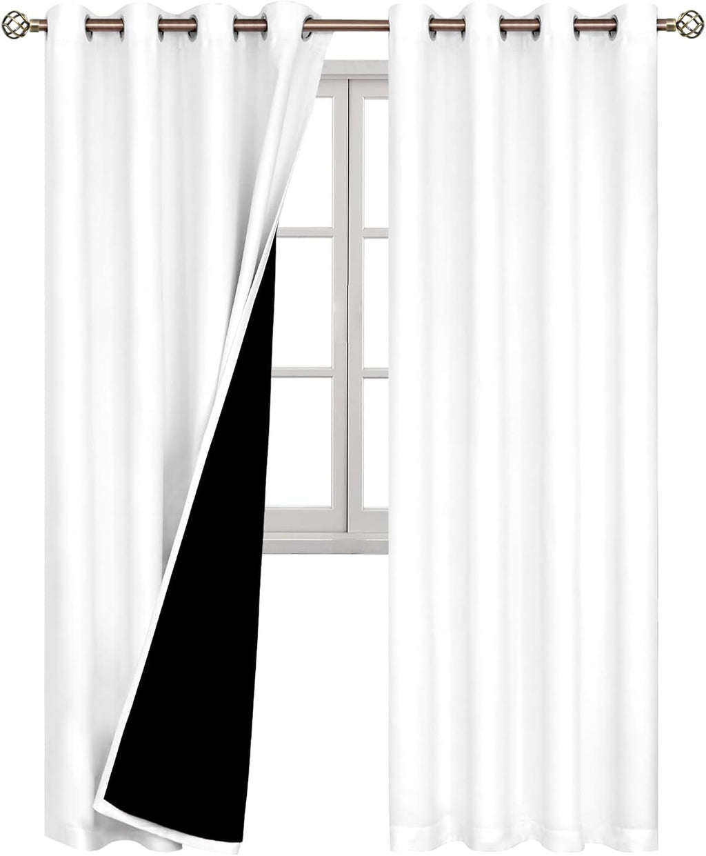 BGment Thermal Insulated 100% Blackout Curtains for Bedroom with Black Liner, Double Layer Full Room Darkening Noise Reducing Grommet Curta…