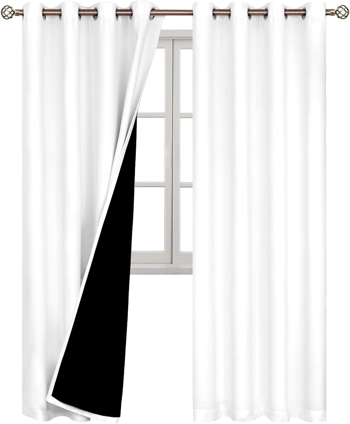 BGment Thermal Insulated 100% Blackout Curtains for Bedroom with Black Liner, Double Layer Full Room Darkening Noise Reducing Grommet Curta…