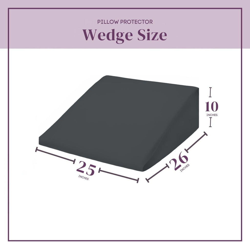 CirclesHome Wedge Pillow Cover 100% Cotton, Zippered Wedge Pillow Case Protector, Soft, Hypoallergenic & Breathable -Dark Grey, (25Wx26Lx10…