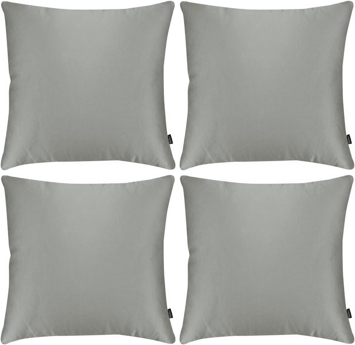 Faylapa 4 Pack Satin Throw Pillow Cases, Smoky Gray Heavy Silk Satin Decorative Pillow Covers Solid Dyed Soft Pillow Cover Home Decor,16"…