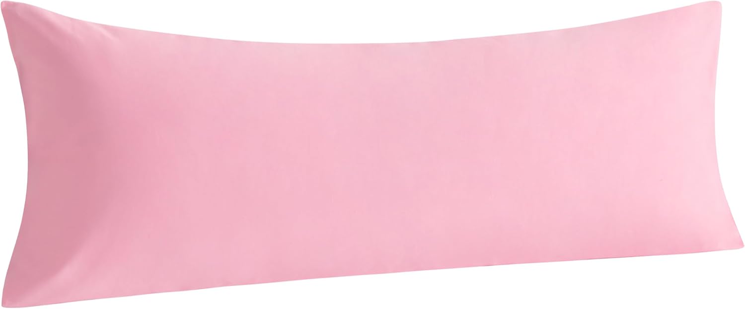 Ntbay Cotton Body Pillowcase - Envelope Closure 20x54 Pillowcase, Breathable and Soft Bed Pillow Case, Pink Cotton Pink