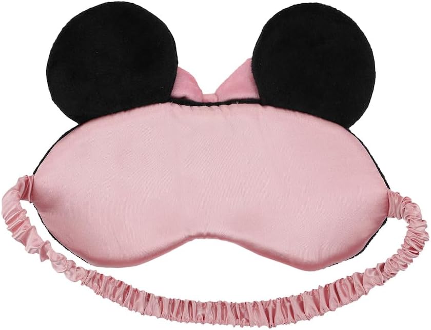 Bioworld Minnie Mouse Kids Travel Set with Neck Pillow Eye Mask and Luggage Tag - Disney Magic on the Go! Pink