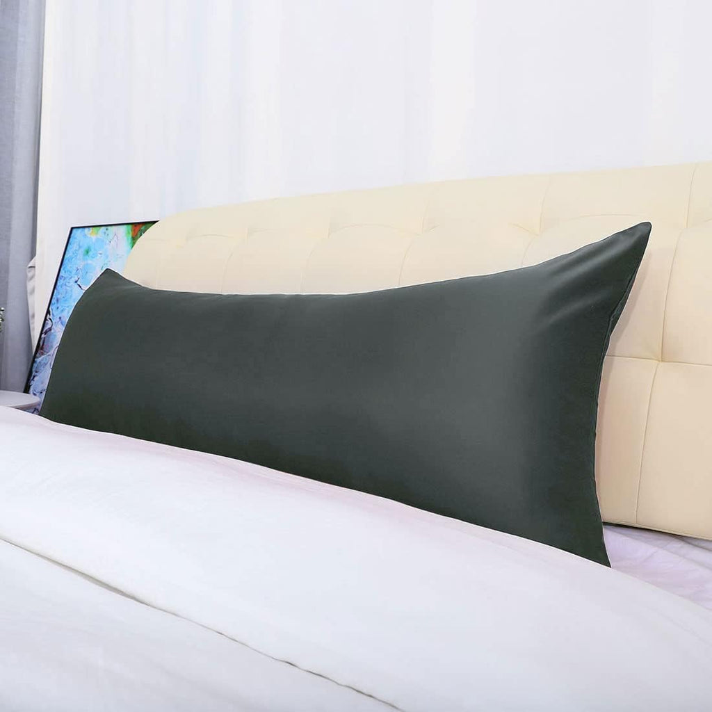uxcell Body Pillow Cover 20x72 Inch Black Silky Satin Body Pillowcases for Hair and Skin Luxury Cooling Soft Smooth Washable
