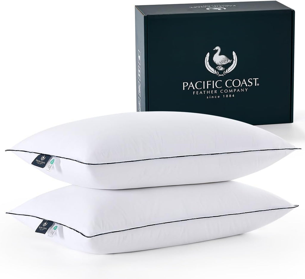 PacificCoast Pacific Coast Goose Down Fiber Pillows, Bed Pillows for Back, Stomach and Side Sleepers, Luxury Hotel Pillow, Downproof, Mediu…