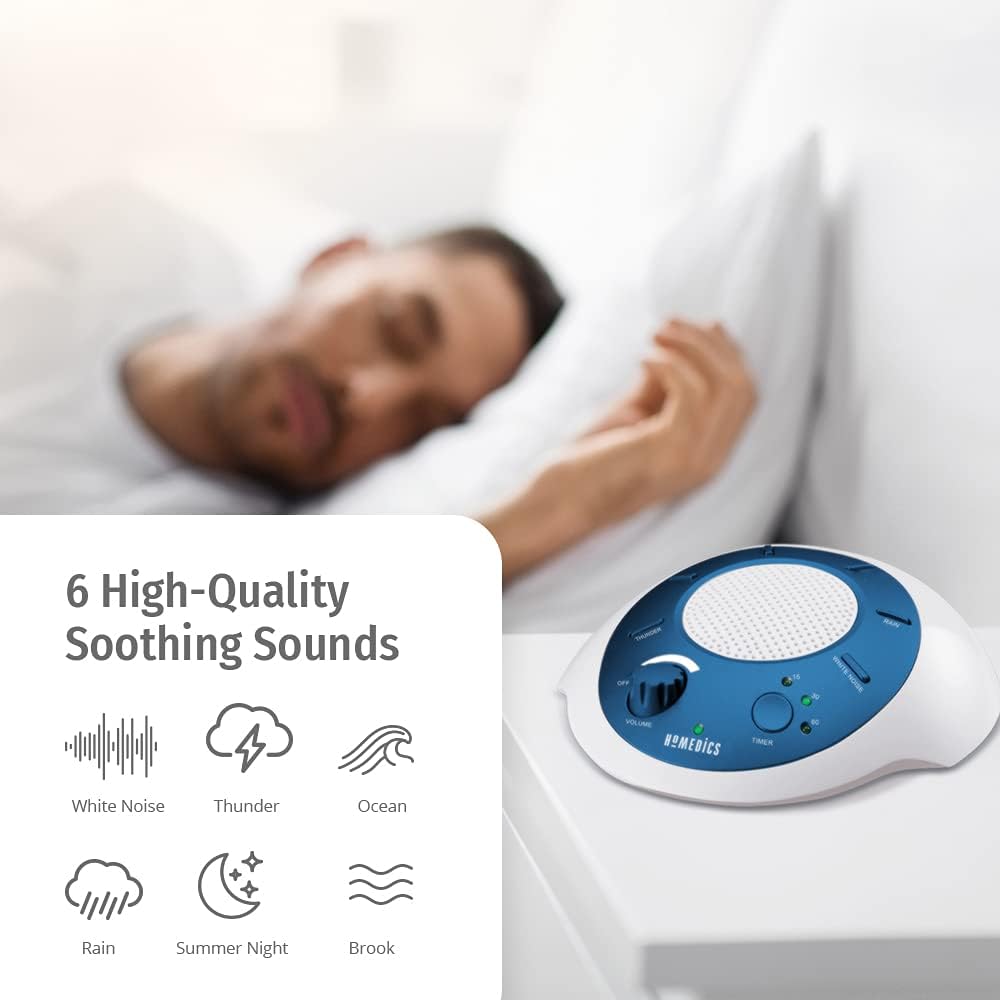 Homedics SoundSleep White Noise Sound Machine, Blue, Small Travel Sound Machine with 6 Relaxing Nature Sounds, Portable Sound relaxation…