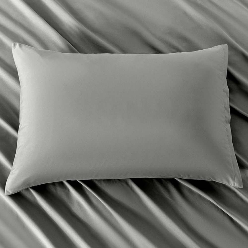NookZuzu 2 Pack Microfiber Zipper Pillowcases, Soft Comfortable Not Shrink Dark Gray Pillow Case, Standard Pillow Cases Set of 2 (20x26 Inc…