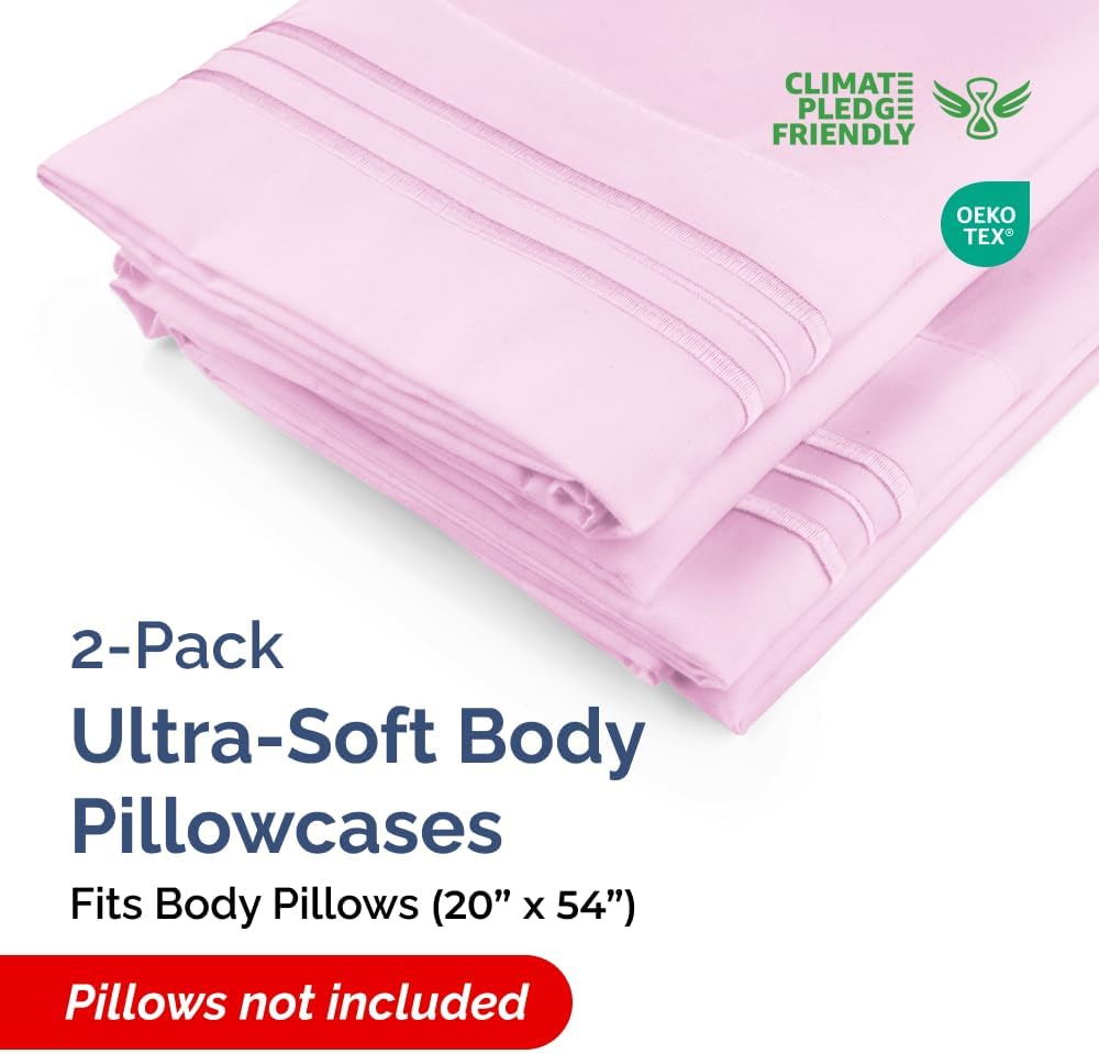 Body Pillowcases Set of 2-20x54 Long Body Pillow Case - Soft Body Pillow Cover for Sleeping & Side Sleepers - Comfy, Wrinkle & Fade Free…