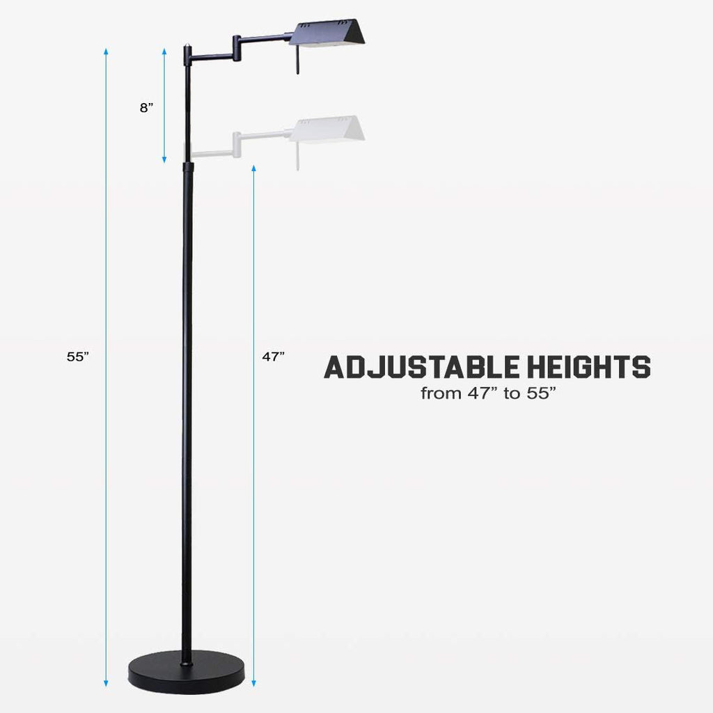 O’Bright Dimmable LED Pharmacy Floor Lamp, 12W LED, Full Range Dimming, 360 Degree Swing Arms, Adjustable Heights, Standing Lamp for…
