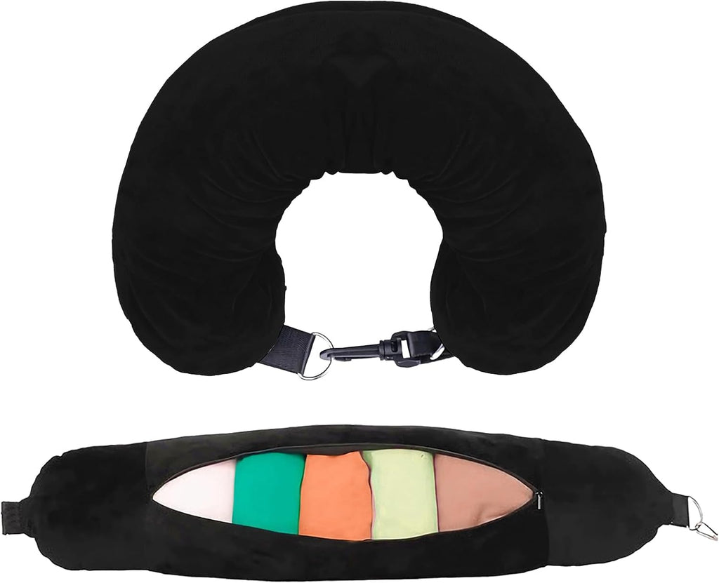 Travel Neck Pillows for Airplanes Stuffable Neck Pillow for Extra Carry-On Luggage Avoid Airline Baggage Fees Fits 3+ Days of Travel…