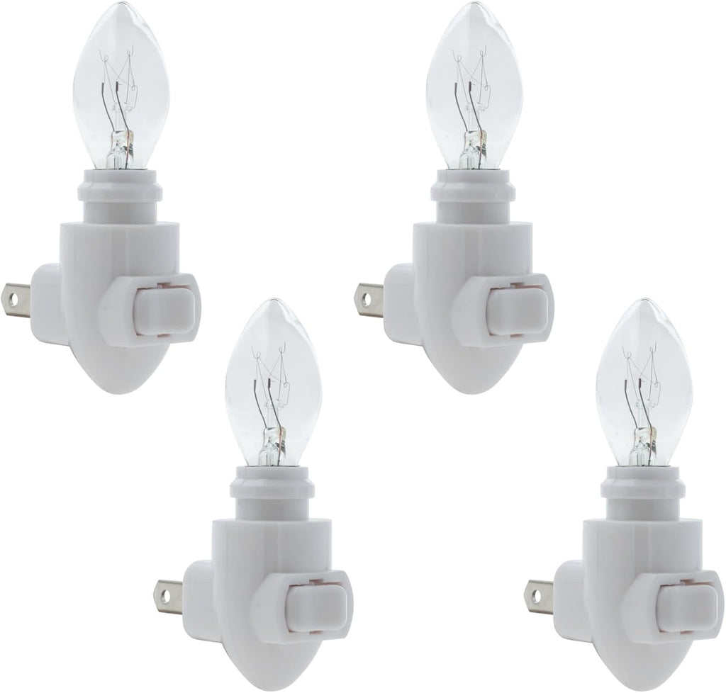 Projectpak Plug in Night Light Module Includes 4 Watt Bulb, White Plastic, Great for Making Your Own DIY Decorative Night Lights, Pack of 4
