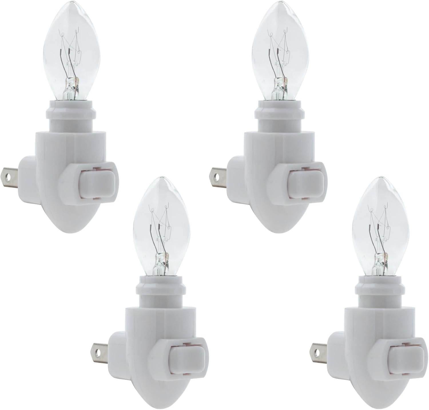 Projectpak Plug in Night Light Module Includes 4 Watt Bulb, White Plastic, Great for Making Your Own DIY Decorative Night Lights, Pack of 4