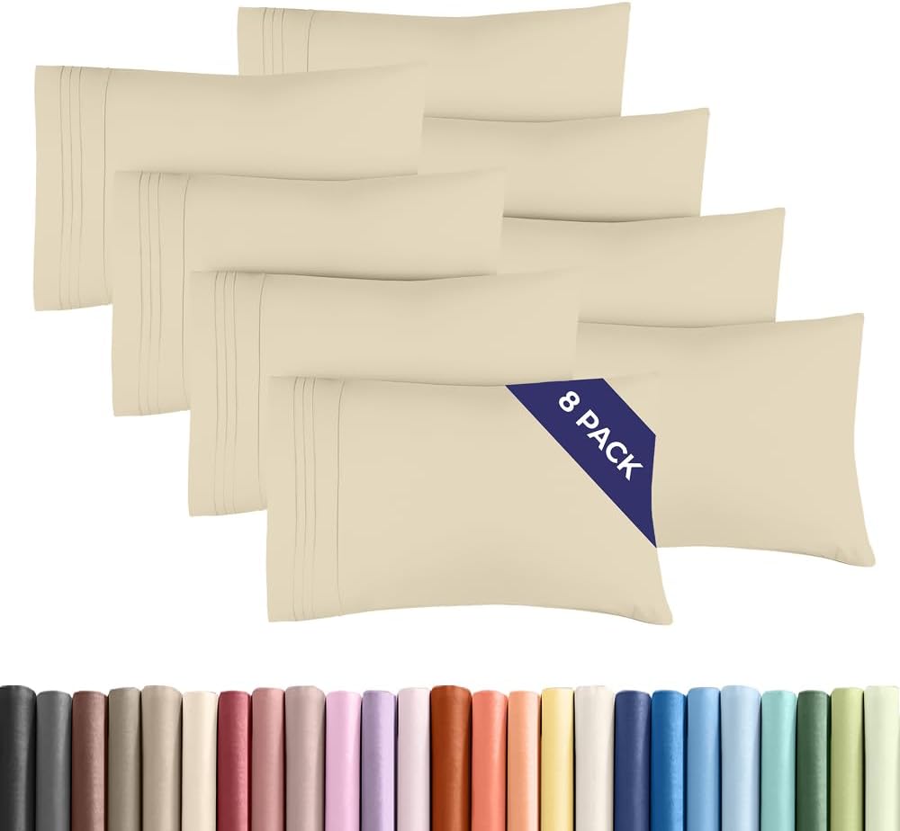 Standard Pillow Cases Set of 8 - Ultra Soft Hotel Quality Pillowcase Covers - Comfy, Cozy & Wrinkle Free - Shrink, Stain and Fade…