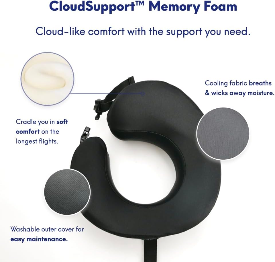C CUSHION LAB Extra Support Travel Pillow, Award-Winning Patented Ergonomic Design for Chin & Neck Support Memory Foam Neck Pillow…