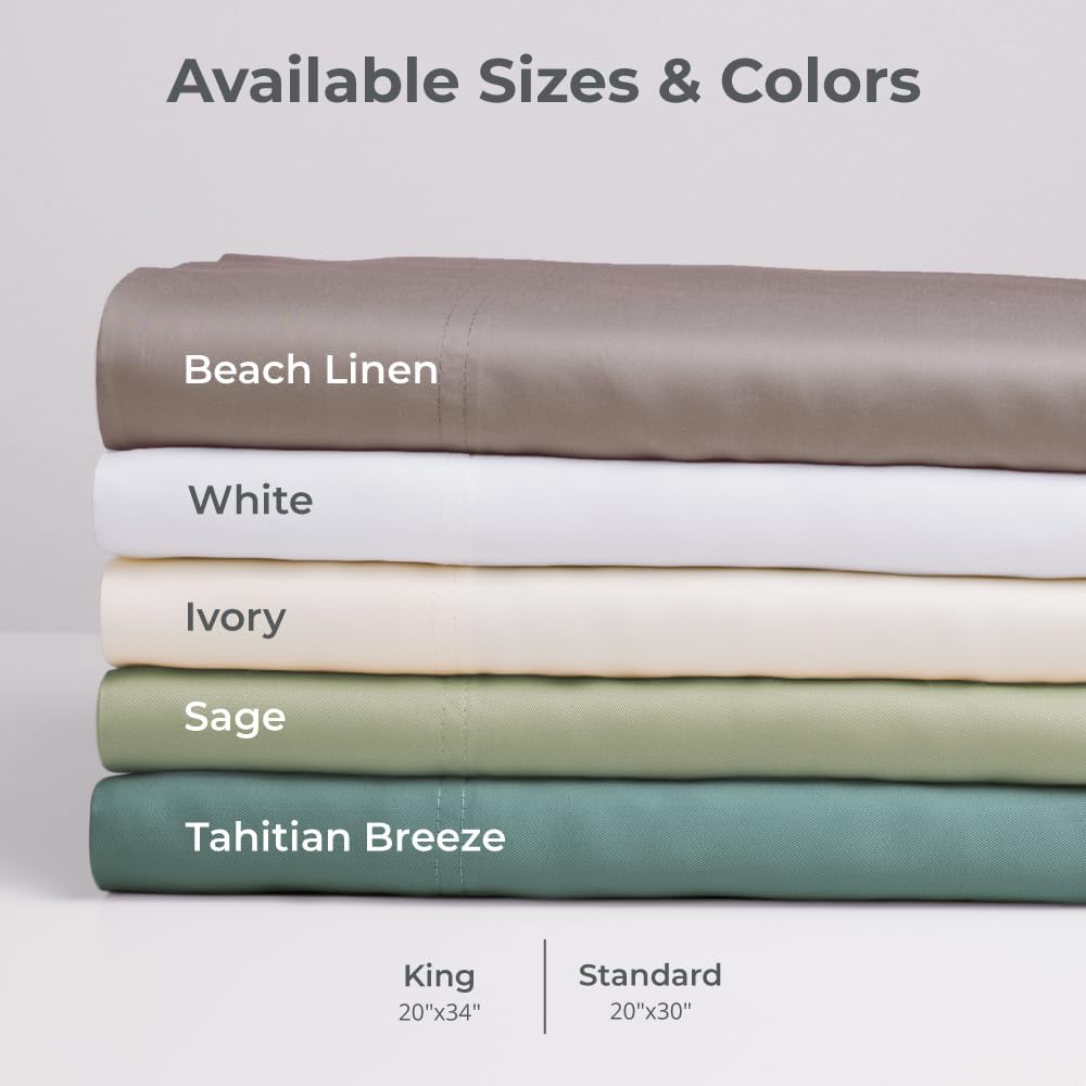 Cariloha Classic 2-Piece Twill Pillowcase Set | Sage | Standard | Viscose Material | Allergy Resistant, Naturally Thermal-Regulating, and…