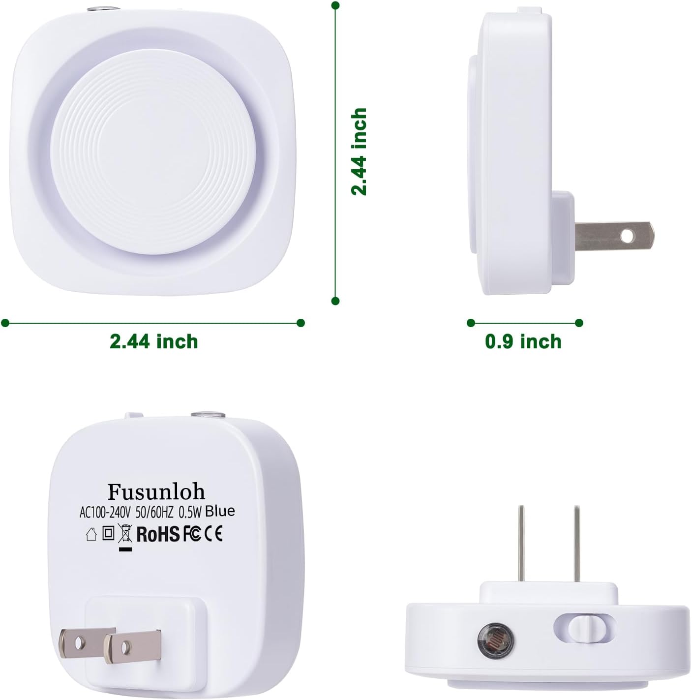 Blue Night Lights Plug in to Wall,4 Packs Dimmable Night Light with Auto Dusk to Dawn Sensor, Soft Glow Night Light for Bathroom…