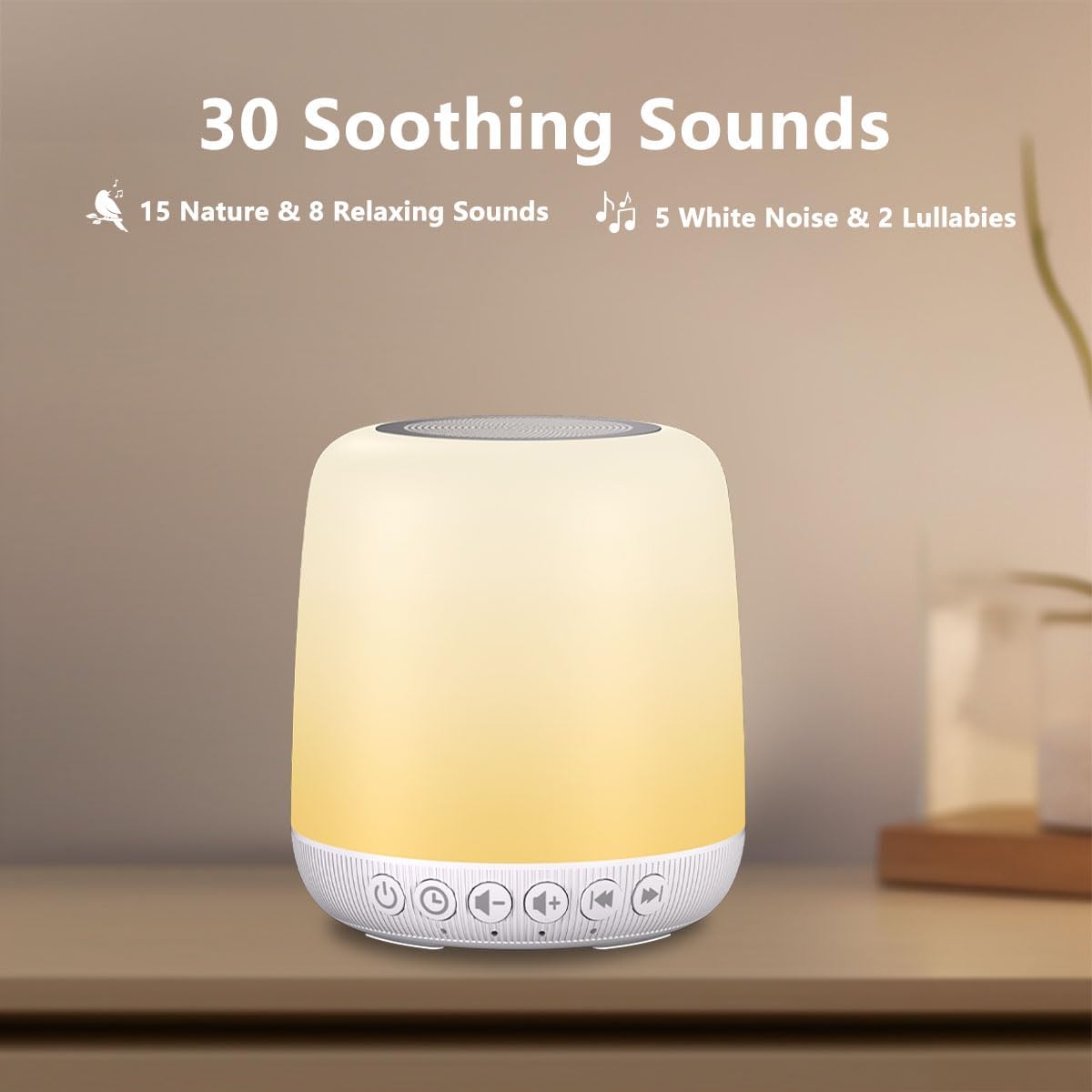 White Noise Sound Machine for Sleep Portable Sound Machine with 30 Soothing Sounds 12 Night Light Colors 4 Timer Sleep Machine for Baby…