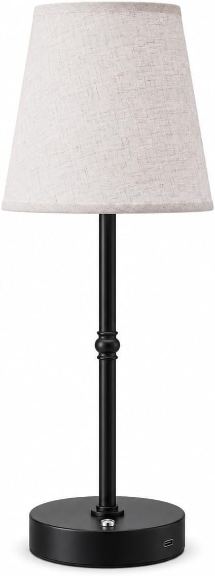 Cordless LED Table Lamp, 6000mAh Rechargeable Battery Operated Desk Lamp, 3-Level Dimming Metal Portable Nightlight for Restaurant…