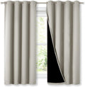 Nicetown Extra Long Truly Blackout Drapes for Hall and Villa, 46-inch Width Each Panel, 45-inch Length, Natural, 2 Pieces, 100% Blackout Wi…
