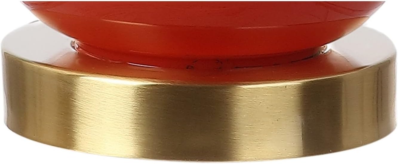 JONATHAN Y 20.5" Sunset Orange Glass Table Lamp, Modern Gourd Bedside Nightstand Lamp for Bedroom, Living Room, White Linen Shade, LED…