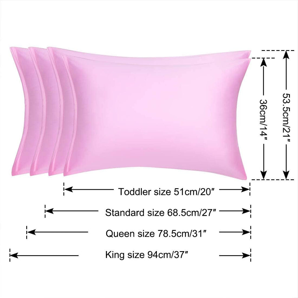 uxcell Travel Satin Pillowcase with Zipper, Super Soft and Luxury, Silky Pillow Cases Covers Set of 2, 14"x20", Pink