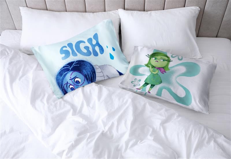 JayFranco Jay Franco Disney Pixar Inside Out Disgust Satin Pillowcase - Standard Size 20x30 Inch Silky Soft White Pillow Cover 30 inch White