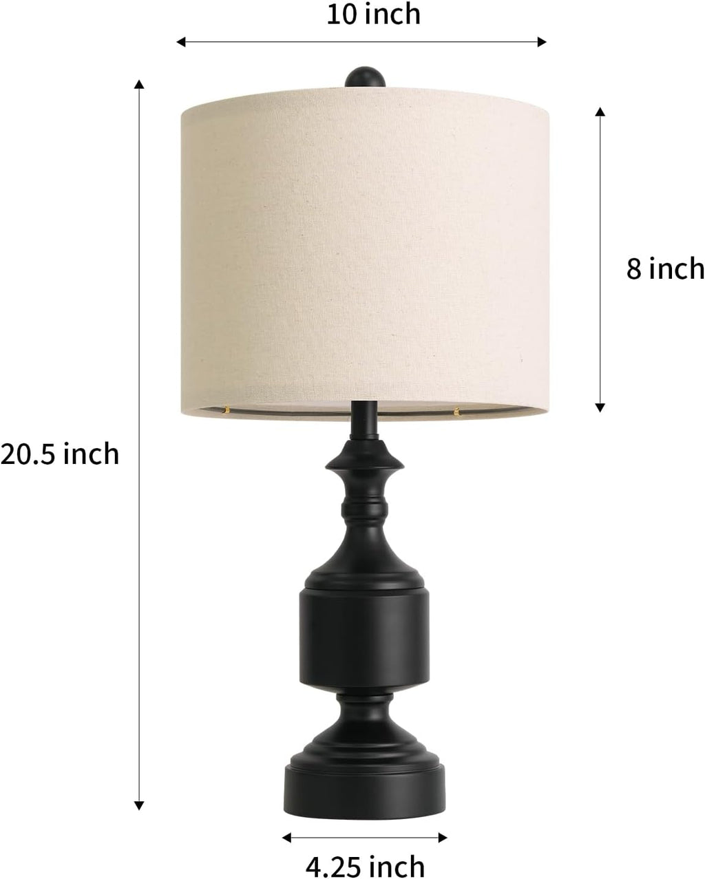 Bobomomo Black Lamps Set of 2-20.5" Farmhouse Metal Table Lamps for Living Room, Traditional Bedside Lamps for Nightstand with Linen Shade,…