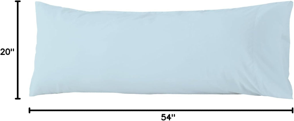 WhatsBedding Body Pillow Cover Cotton Fabric, Long Pillowcase Breathable & Skin-Friendly, Envelope Closure - Light Blue (20x54 inch) Cotton…
