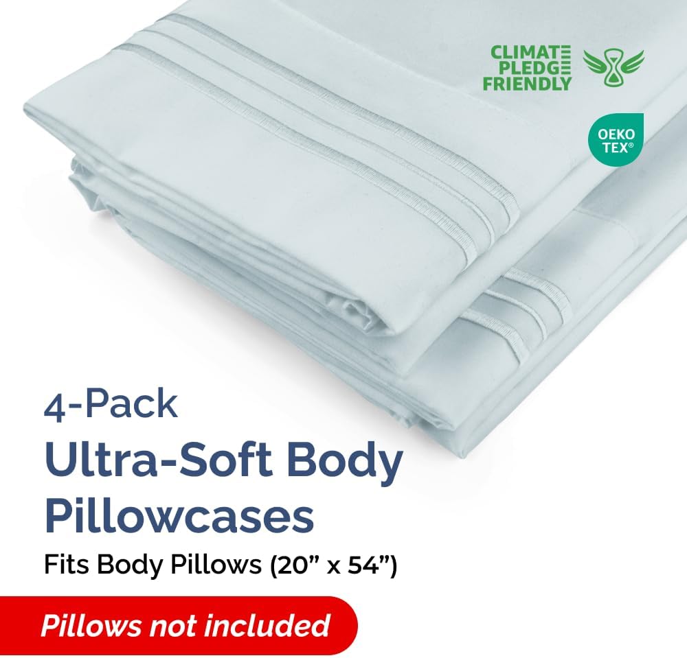 Body Pillowcases Set of 4-20x54 Long Body Pillow Case - Soft Body Pillow Cover for Sleeping & Side Sleepers - Comfy, Breathable & Fade…