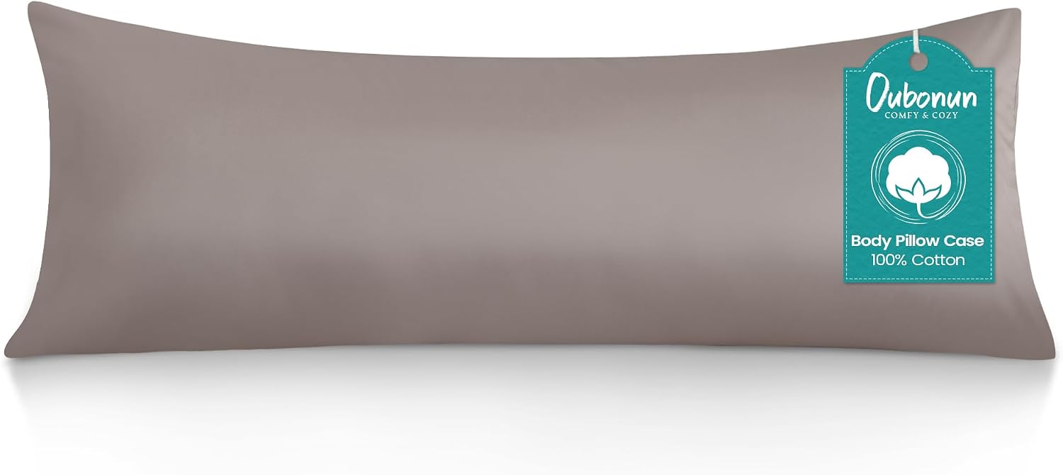 Oubonun 100% Cotton Body Pillowcase - 800 Thread Count/21x54, Moisture Absorbent and Breathable, Hotel Body Pillow Cover for All Seasons, C…