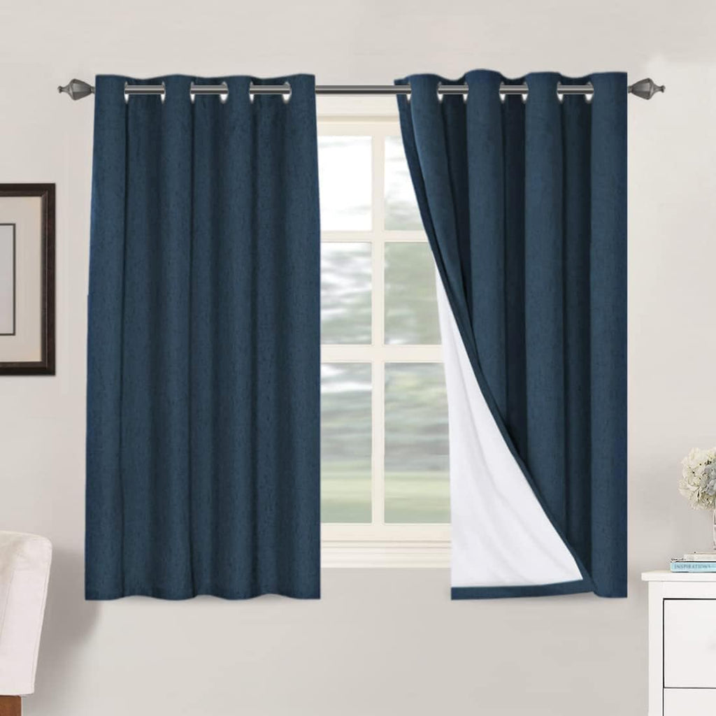 H.VERSAILTEX Linen Blackout Curtains 54 Inches Long 100% Absolutely Blackout Thermal Insulated Textured Linen Look Curtain Draperies…