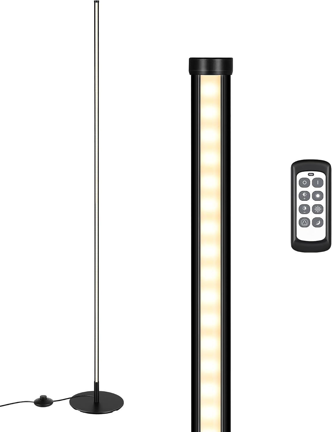 EDISHINE Floor Lamps for Living Room, Remote Control & Foot Switch Corner Floor Lamp, 10%-100% Dimmable Standing Lamp with 7 Color…