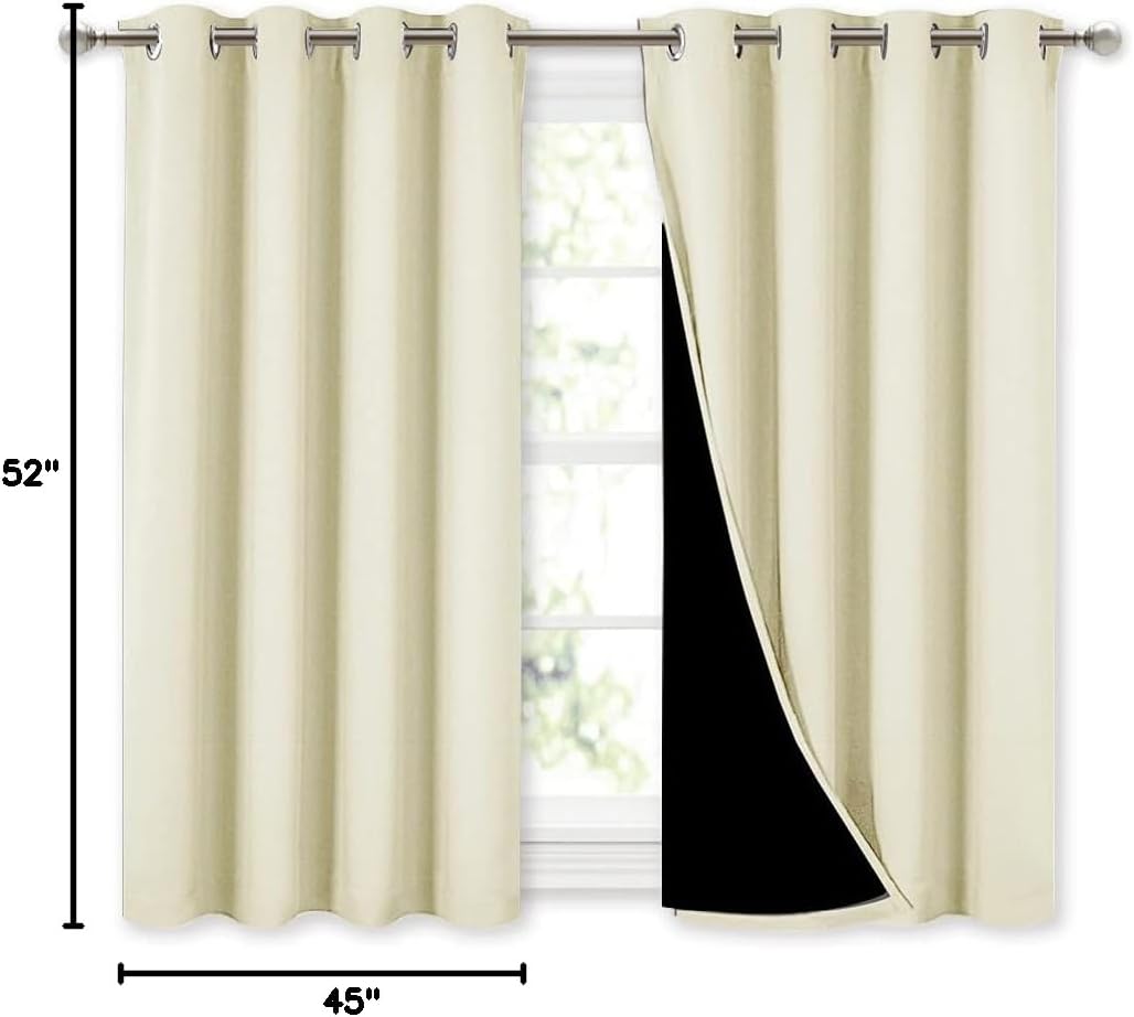 Nicetown Room Warming Curtains, Bedroom Full Blackout Panels, Super Thick Insulated Window Covers, Complete Blackout Draperies with Black L…