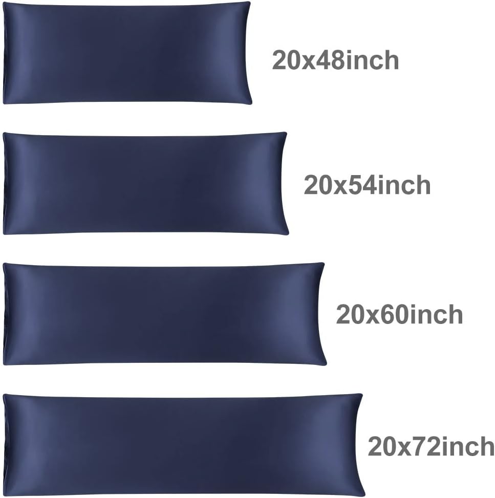 uxcell Body Pillow Cover, 20x72 Inch Navy Silky Satin Body Pillowcases for Hair and Skin, Soft Cooling Smooth Pillow Case with Envelope…