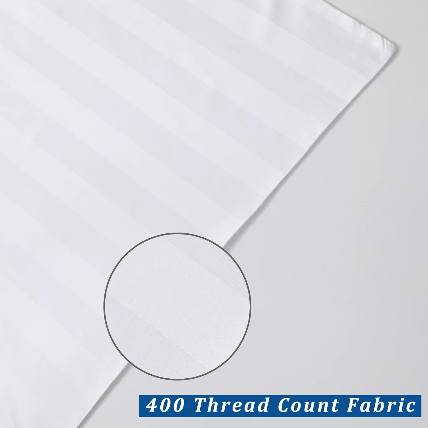 ZaizaiHome Queen Pillow Protector Set of 4, 100% Egyptian Cotton Pillow Cases with Zipper 400 Thread Count Sateen Weave Cotton White Stripe…