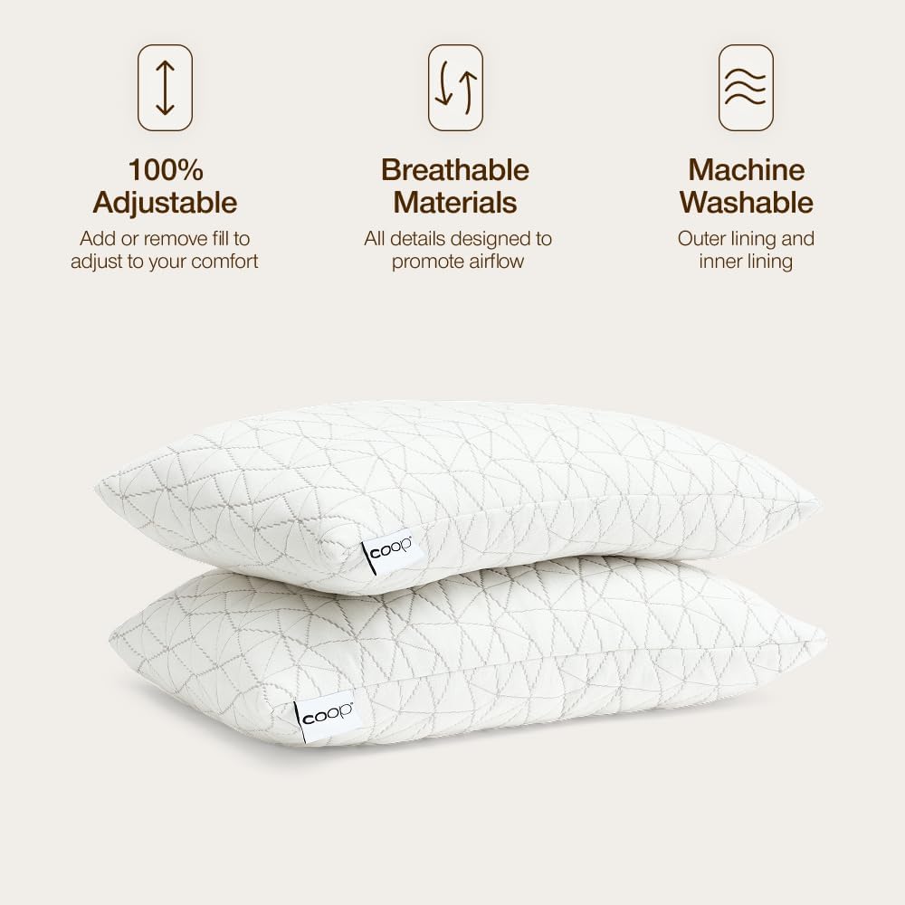 Coop Home Goods Original Toddler Adjustable Pillow, Soft, Breathable, 19" x 13" Washable Mini Bed Pillow for Kids with Premium Memory…