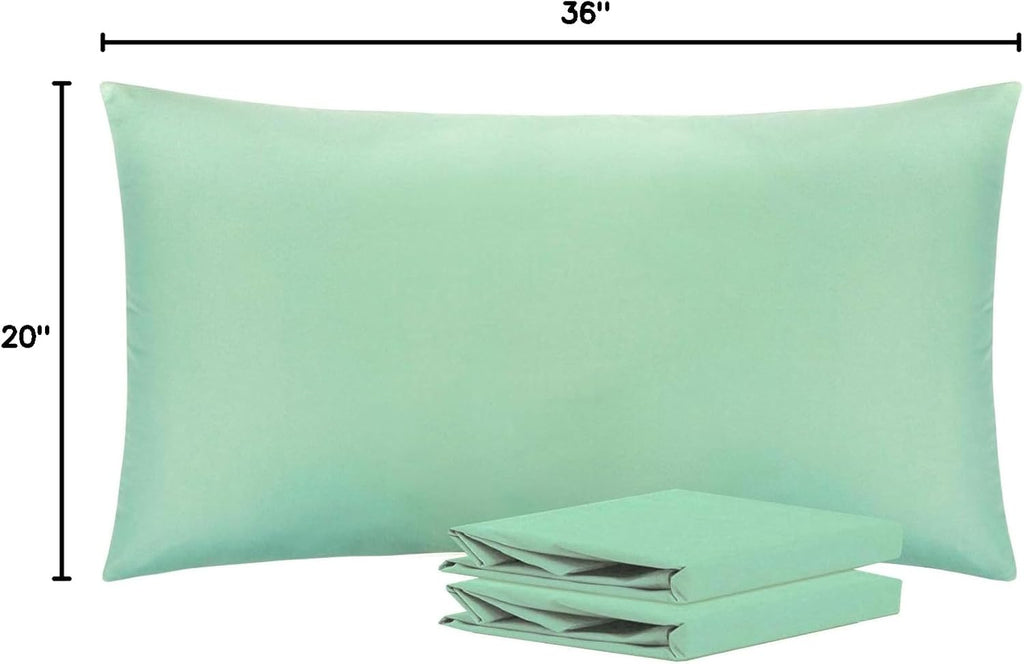 Ntbay King Pillowcase Set - 2 Pack Brushed Microfiber 20x36 Pillowcases - Soft, Wrinkle-Free, Fade-Resistant, Stain-Resistant, Sea Green Pi…