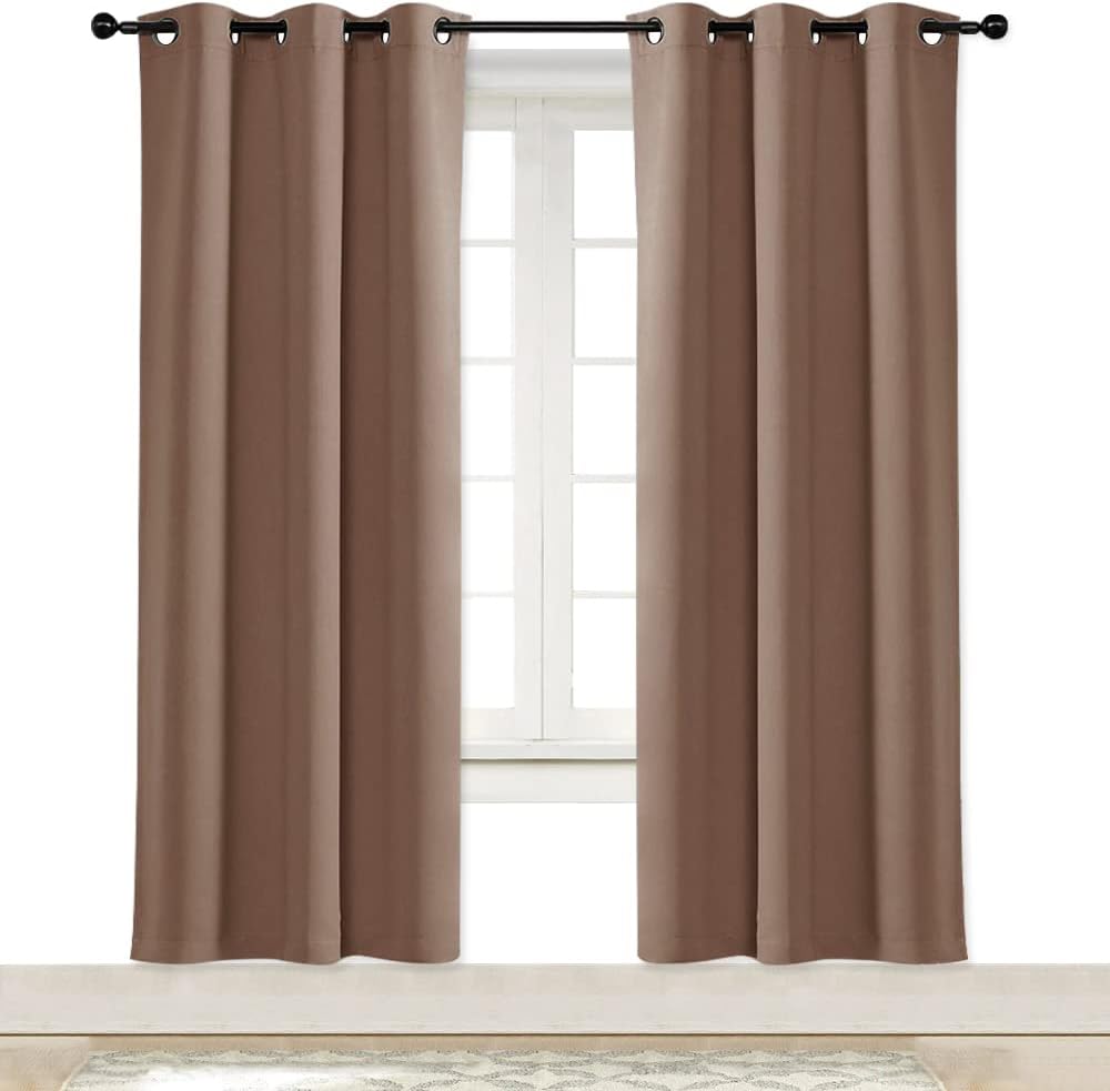NICETOWN Small Window Blackout Curtain Panel Window Treatment Thermal Insulated Solid Grommet Blackout Drape for Cafe Store (1 Panel, 42…
