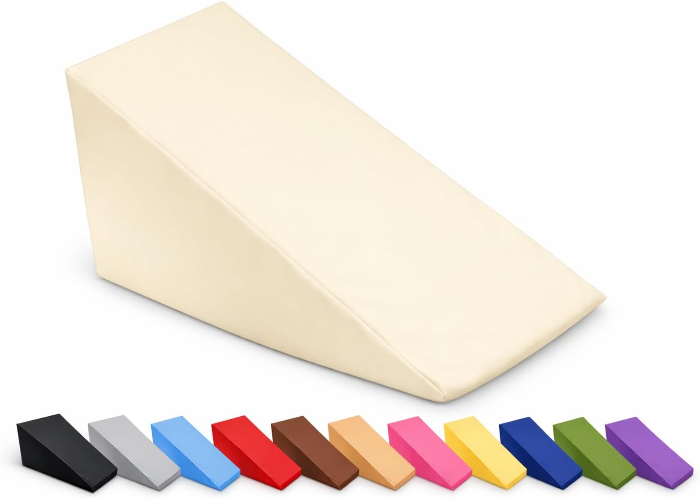 MoonRest ® Bed Wedge Cover Pillow case Protector with Easy On/Off Zipper, Breathable & Machine Washable (24" x 24" x 7", Ivory) Cotton
