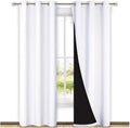 Nicetown White Blackout Curtains 84 inches Long, Full Light Blocking Drapes with Black Liner for Nursery, Thermal Insulated Draperies for H…
