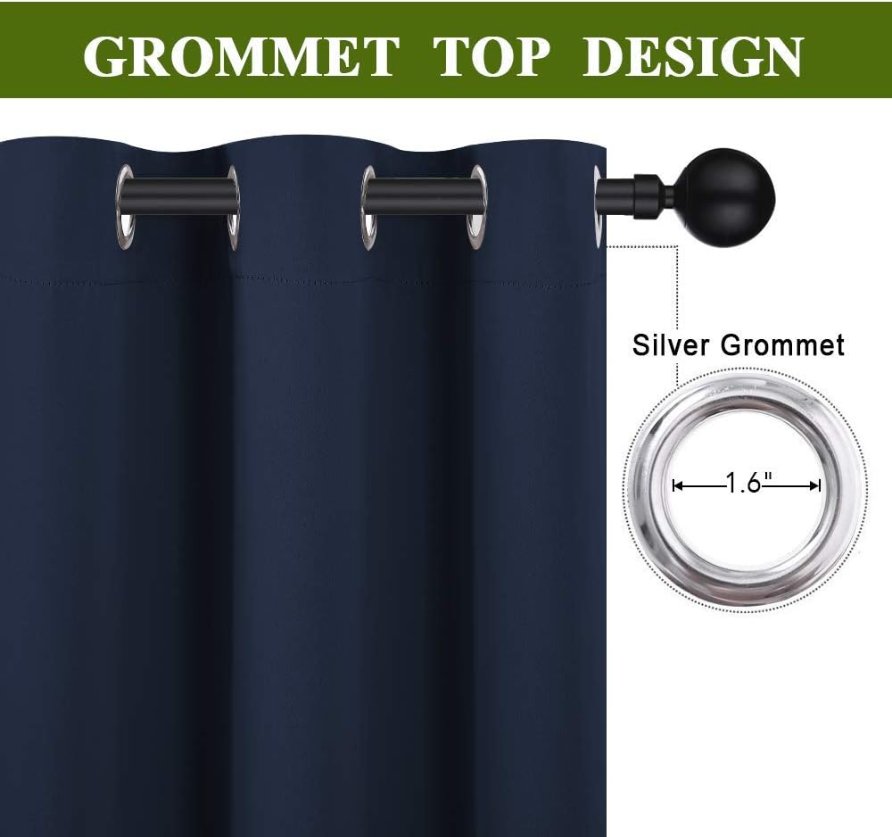 NICETOWN Bedroom Window Blackout Curtain Panel - Thermal Insulated Blackout Drape/Drapery for Loft, Guestroom (Navy, 1 Panel, 70 x 84 inch)