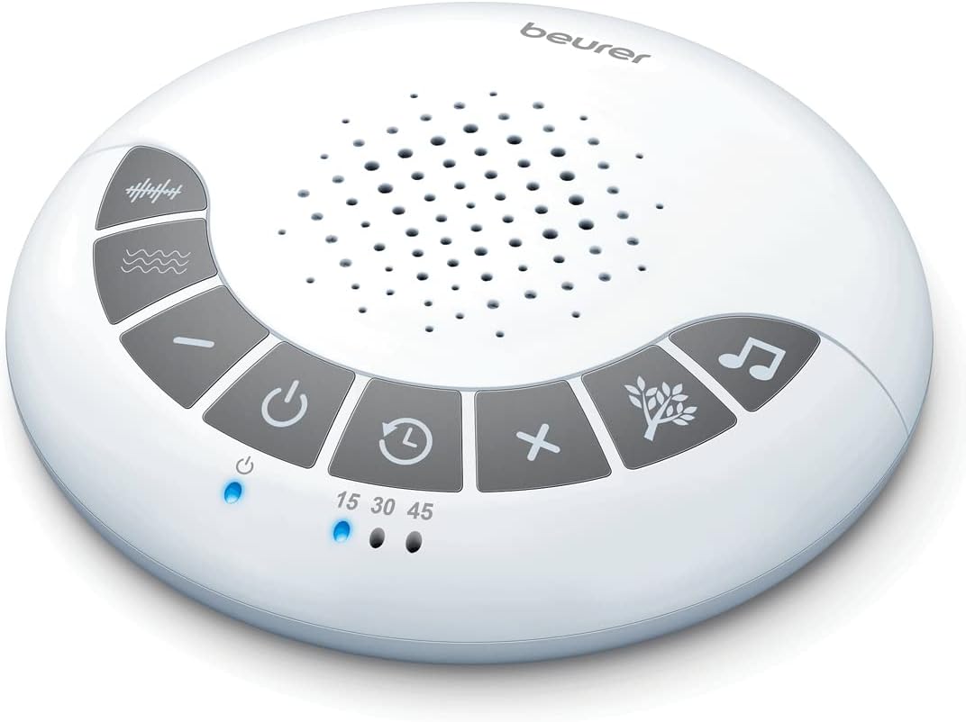 Beurer White Noise Machine with 4 Soothing Sounds | Sound Machine with Auto Shut-Off Sleep Timer | Portable White Noise Machine for…