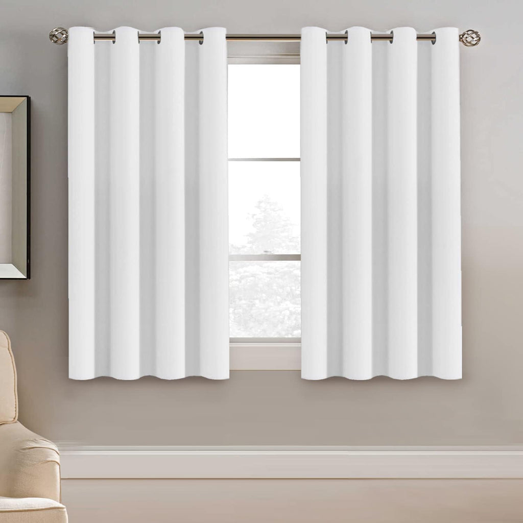 H.VERSAILTEX Pure White Curtain for Living Room Thermal Insulated Window Treatment Curtain 45 inch Length Energy Saving Solid G…