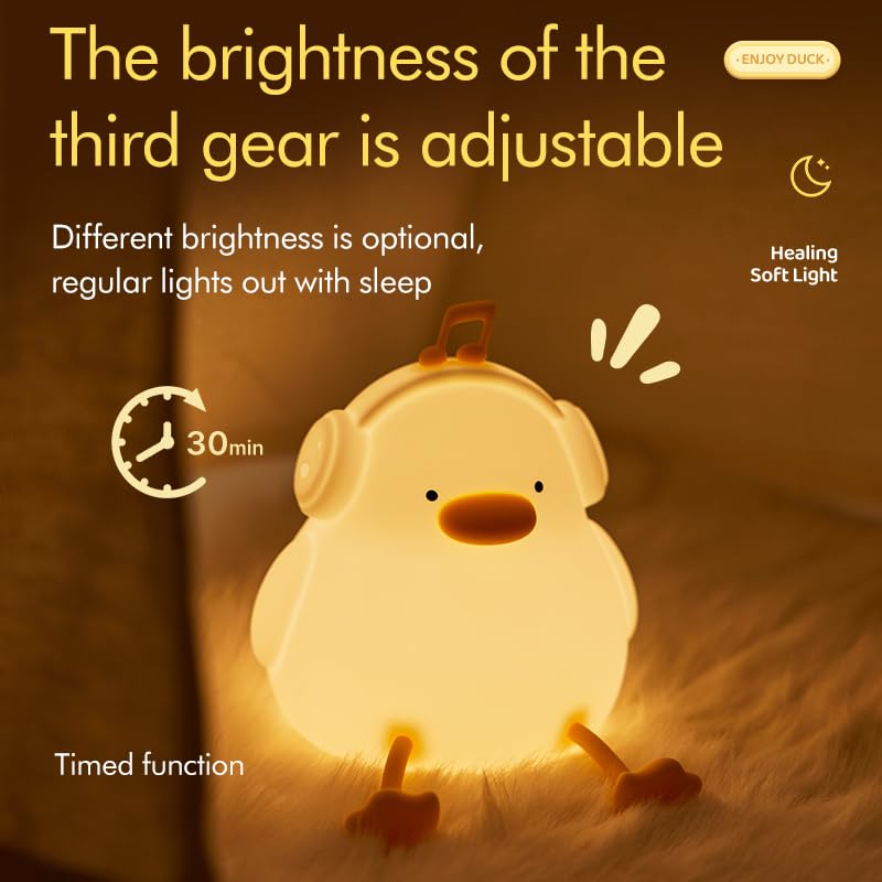 Atsuinightlight ATSUI Night Light for Kids, Squishy Duck Design, 3 Level Dimmable, Silicone Construction 0 Count 4.09 Inches White