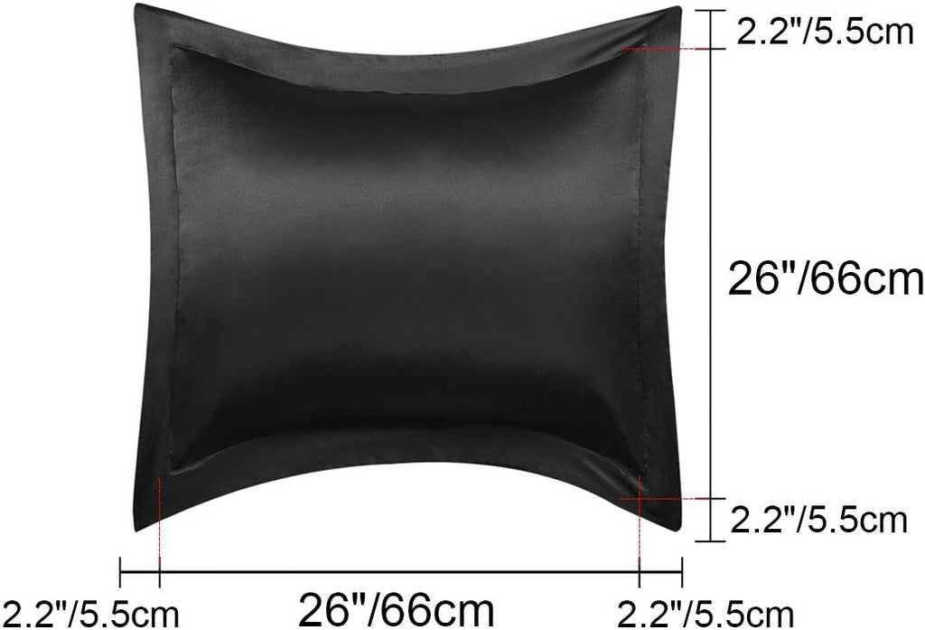 PiccoCasa 2 Pack Satin Pillowcase for Hair and Skin, Euro Sham Pillow Covers Soft Silky Oxford Pillow Cases with Envelope Closure European(…