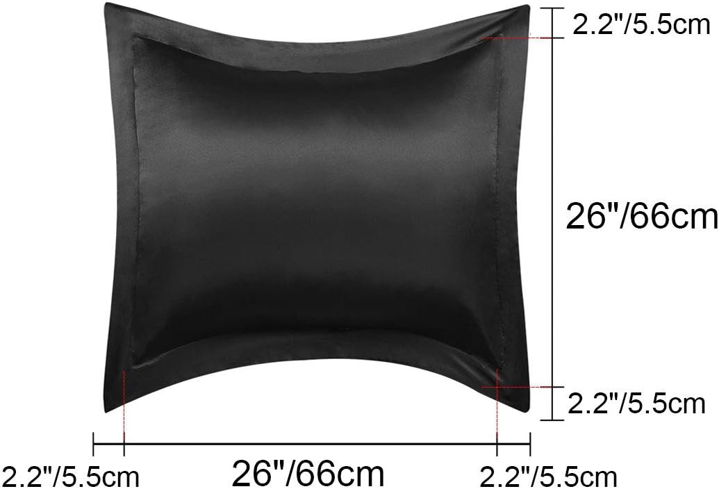 PiccoCasa 2 Pack Satin Pillowcase for Hair and Skin, Euro Sham Pillow Covers Soft Silky Oxford Pillow Cases with Envelope Closure European(…