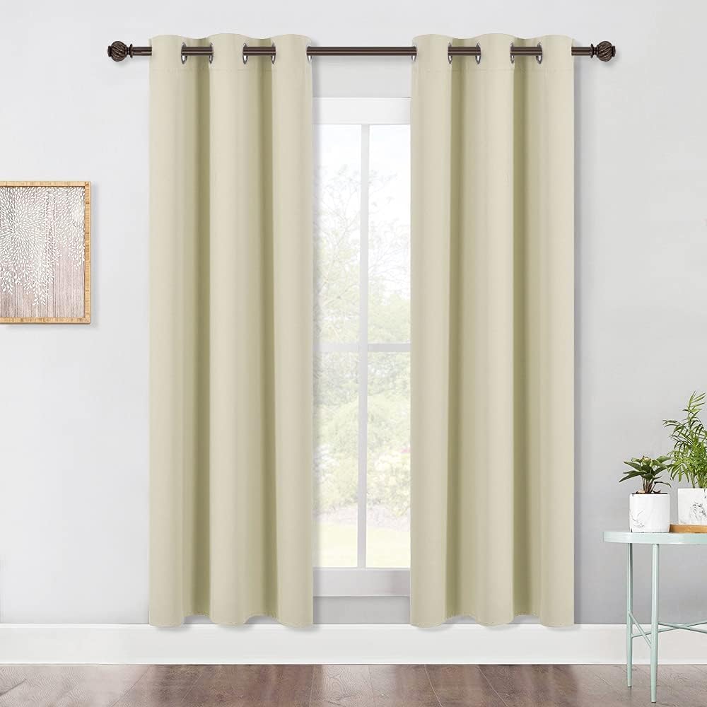 NICETOWN Thermal Room Darkening Draperies Curtains, Thermal Insulated Grommet Room Darkening Drape Panels for Bedroom (Beige, 2 Panels…